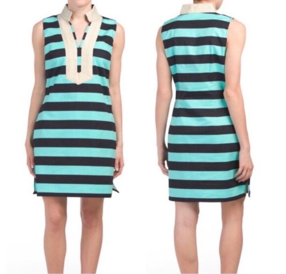 Sail To Sable Striped Bishop Neck Sleeveless Dress Size S Small